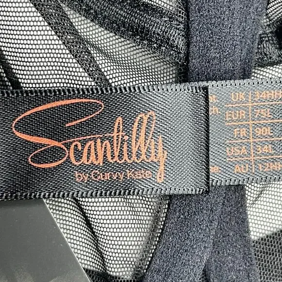 Curvy Kate Scantilly Peek-A-Boo Lace Balcony Bra size 34L Black New - Picture 5 of 13